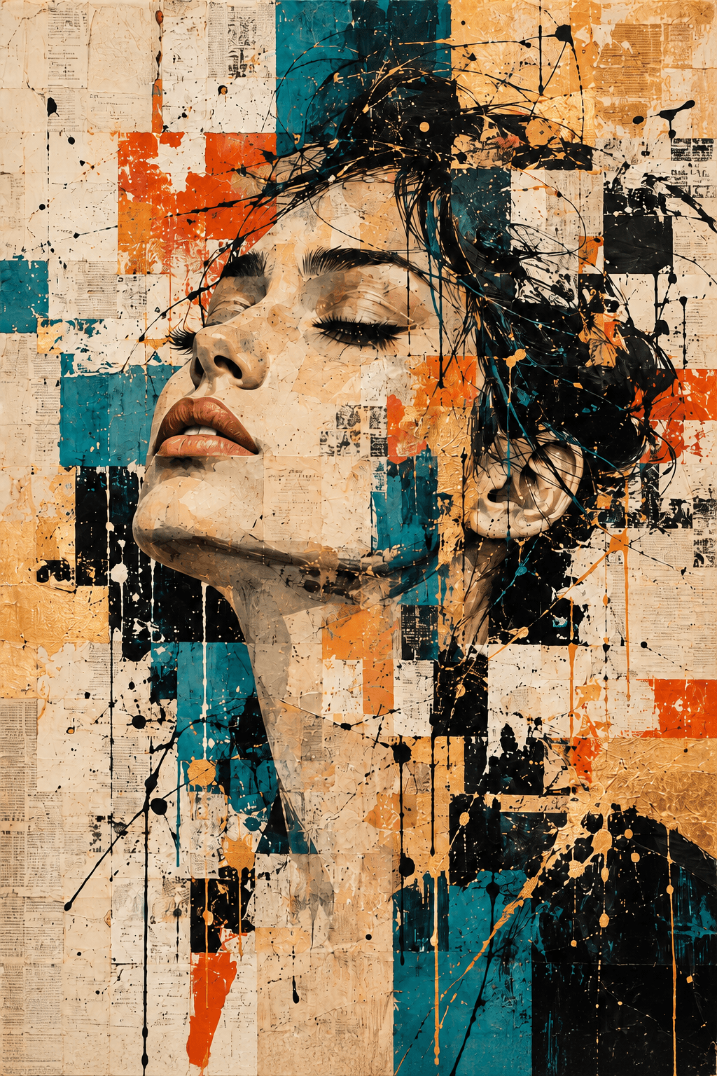 Colourful, dreamlike abstract portrait